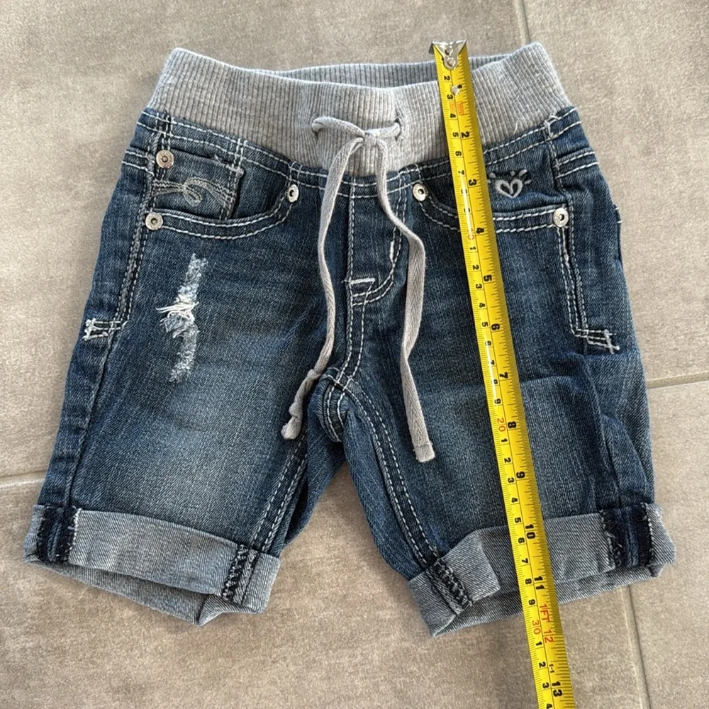*LIKE NEW* Justice Girl's Cuffed Jean Shorts w/ Drawstring - 6S